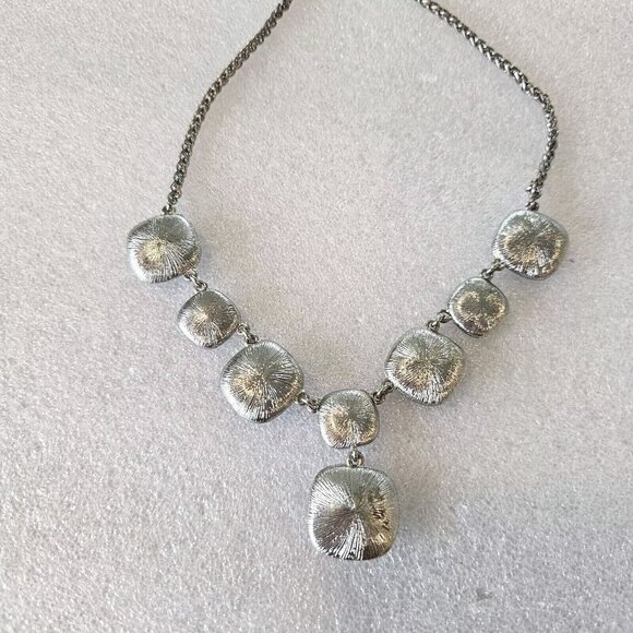 Monet Necklace Blue Large Rhinestones Faceted Silver‎ Tone Y-Drop Statement 18" - Picture 5 of 10